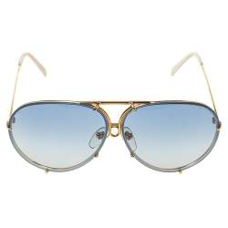 Pre Owned Porsche Design Gold Tone/Blue Gradient P'8478 Aviator Sunglasses