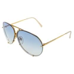 Pre Owned Porsche Design Gold Tone/Blue Gradient P'8478 Aviator Sunglasses