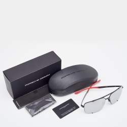 Pre Owned Porsche Design Black Tone/ Grey Mirrored P'8478 Square Aviator Sunglasses