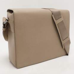Porsche Design Beige Leather Flap Messenger Bag