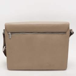 Porsche Design Beige Leather Flap Messenger Bag