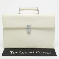 Pre Owned Porsche Design P.2000 French Classic 3.0 Off White Leather Briefcase