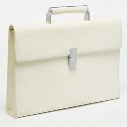 Pre Owned Porsche Design P.2000 French Classic 3.0 Off White Leather Briefcase