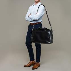 Pre Owned Porsche Design Black Leather Business Briefcase Bag