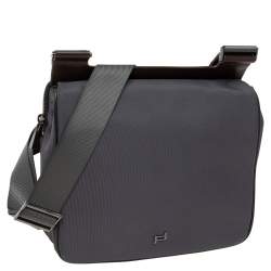 مملوكة مسبقًا Porche Design Dark Grey Nylon Flap Messenger Bag