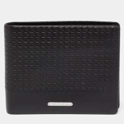 Pre Owned Porsche Design Black Logo Embossed Leather Bifold Wallet