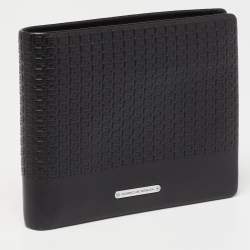 Pre Owned Porsche Design Black Logo Embossed Leather Bifold Wallet