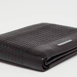 Pre Owned Porsche Design Black Logo Embossed Leather Bifold Wallet