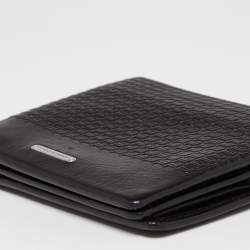 Pre Owned Porsche Design Black Logo Embossed Leather Bifold Wallet