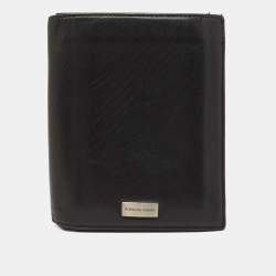 Porsche Design Black Leather Logo Plaque Tri-Fold Wallet