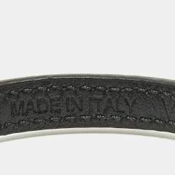 Pre Owned Prada Logo Black Coated and Gunmetal Tone Leather Bracelet