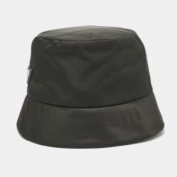 Pre Owned Prada X Adidas Black Logo Applique Re-Nylon Bucket Hat 