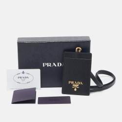 Prada Black Vitello Move Leather Badge Holder