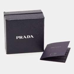 Pre Owned Prada Silver Patent Leather Triangle Logo Brooch