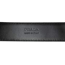 Pre Owned Prada Black Leather Buckle Belt 85 CM