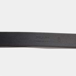 Prada Black Leather Buckle Belt 85CM