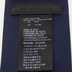 Prada Navy Blue Polyester Skinny Tie