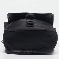 Prada Black Leather and Re-Nylon Flap Messenger Bag