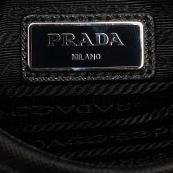 Prada Black Leather and Re-Nylon Flap Messenger Bag