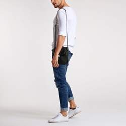Prada Black Leather and Re-Nylon Flap Messenger Bag
