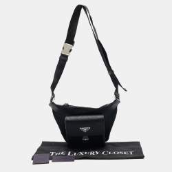 Prada Black Re-Nylon and Saffiano Leather Shoulder Bag