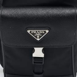 Prada Black Re-Nylon and Saffiano Leather Shoulder Bag