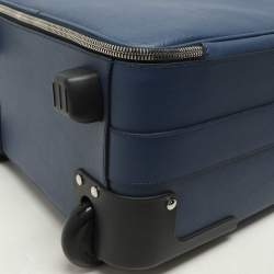 Pre Owned Prada Blue Saffiano Leather Travel Rolling Trolley Luggage