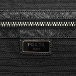 Pre Owned Prada Blue Saffiano Leather Travel Rolling Trolley Luggage