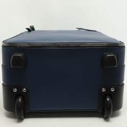 Pre Owned Prada Blue Saffiano Leather Travel Rolling Trolley Luggage