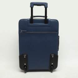 Pre Owned Prada Blue Saffiano Leather Travel Rolling Trolley Luggage
