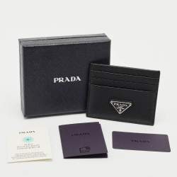 Prada Black Vitello Daino Leather Card Holder   