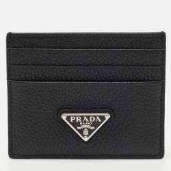 Prada Black Vitello Daino Leather Card Holder   