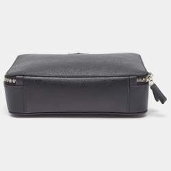 مملوكة مسبقًا حقيبة كتف برادا متوسطة بياقة جلد سفينانو سوداء