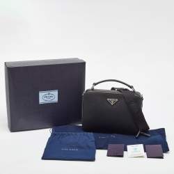 مملوكة مسبقًا حقيبة كتف برادا متوسطة بياقة جلد سفين�انو سوداء