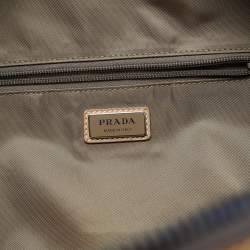 Pre Owned حقيبة برادا دوفل جلد ونايلون مُعاد تدويره بني