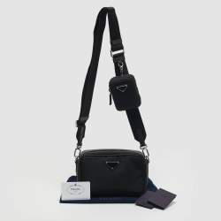 مملوكة مسبقًا Prada Brique Black Re-Nylon and Saffiano Lux Leather Crossbody Bag