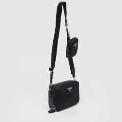مملوكة مسبقًا Prada Brique Black Re-Nylon and Saffiano Lux Leather Crossbody Bag