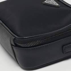 مملوكة مسبقًا Prada Brique Black Re-Nylon and Saffiano Lux Leather Crossbody Bag