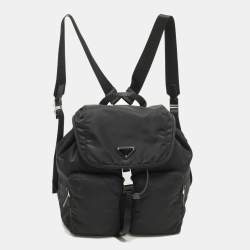 Pre Owned Prada Explore Drawstring Black Nylon Backpack