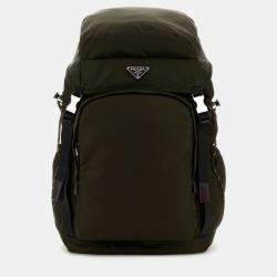 Pre Owned Prada Speedrock One Size Mimetico Green Re -Nylon Saffiano Leather Backpack Bag
