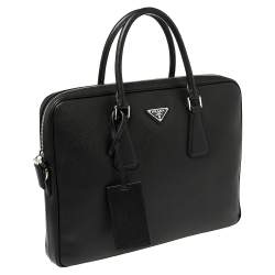 Prada Black Saffiano Lux Leather Laptop Bag