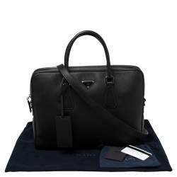 Prada Black Saffiano Lux Leather Laptop Bag