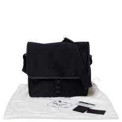 Pre Owned Prada Navy Blue Tessuto Nylon and Saffiano Leather Messenger Bag
