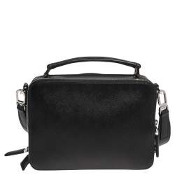 Prada Black Saffiano Leather Brique Messenger Bag