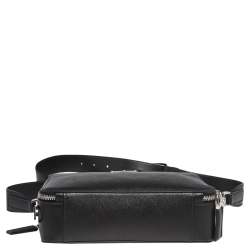 Prada Black Saffiano Leather Brique Messenger Bag