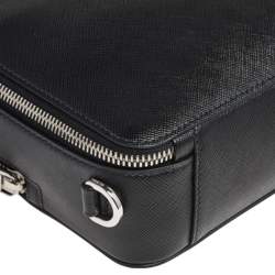 Prada Black Saffiano Leather Brique Messenger Bag