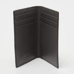 Pre Owned Prada Grey Leather Logo Bifold Card Case