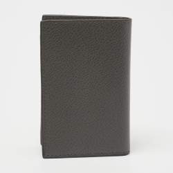 Pre Owned Prada Grey Leather Logo Bifold Card Case