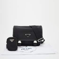 Prada Black Re-Nylon And Saffiano Leather Messenger Bag
