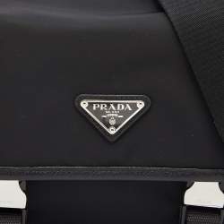 Prada Black Re-Nylon And Saffiano Leather Messenger Bag